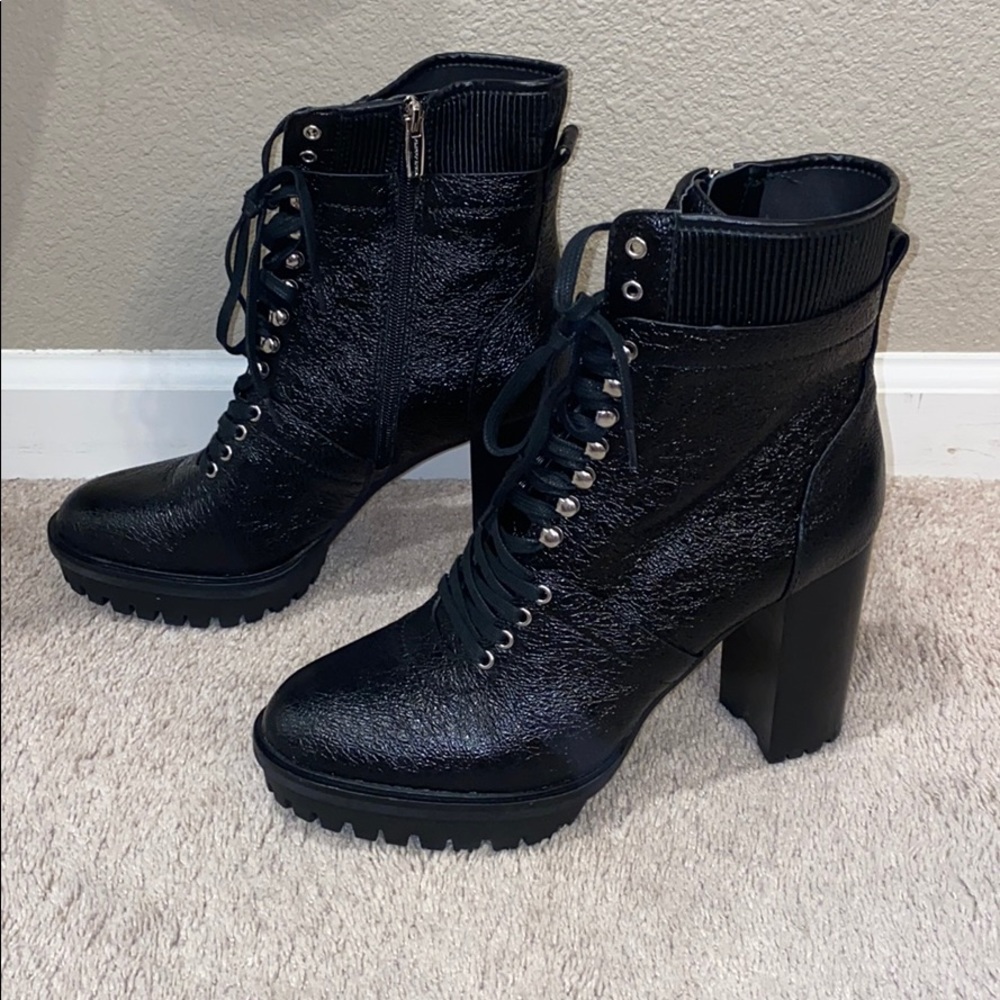 Leather lace up booties